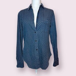 Rag & Bone Denim Eyelet Button Down Shirt Blue Size Small